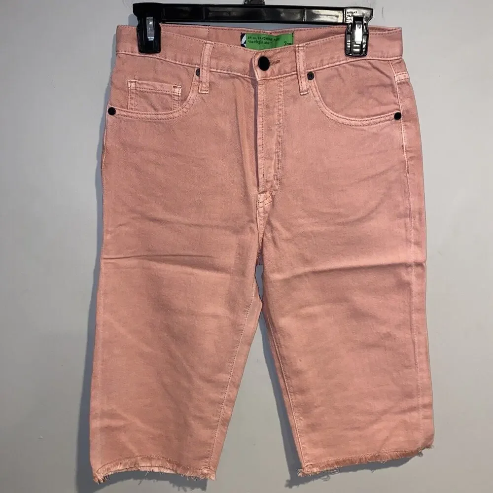 Free people x Sandrine Pink Cut Off Bermuda shorts Grunge Sz27 oversized Ret$138